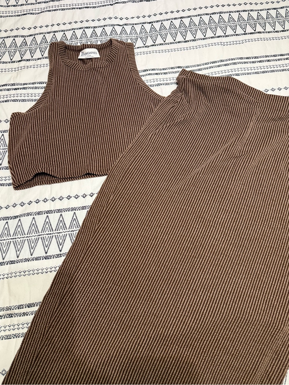 No Boundaries Brown Ribbed Midi Dress Set